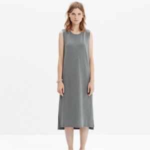 Madewell Gray Sheath Midi Dress Sleeveless Crew Neck